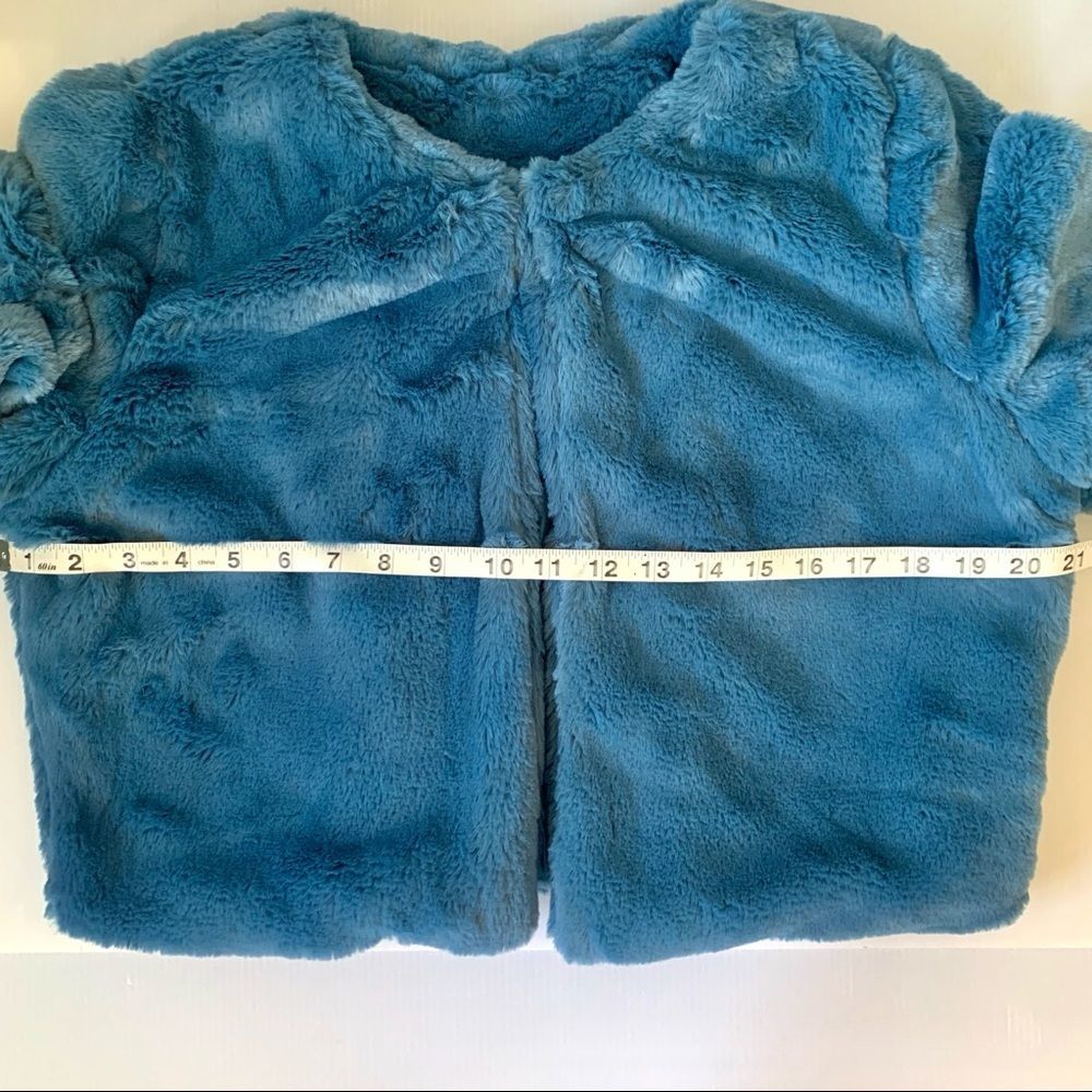 NEW Fuzzy Cropped Fleece Blazer Blue - Picture 8 of 10